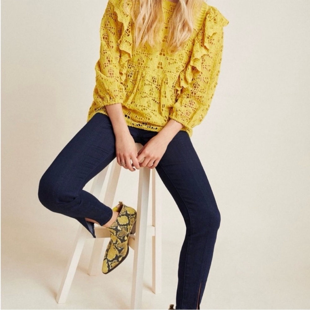 ANTHROPOLOGIE Pilcro High Rise Side Zip Skinny Split Hem Ankle Denim Jeans 27